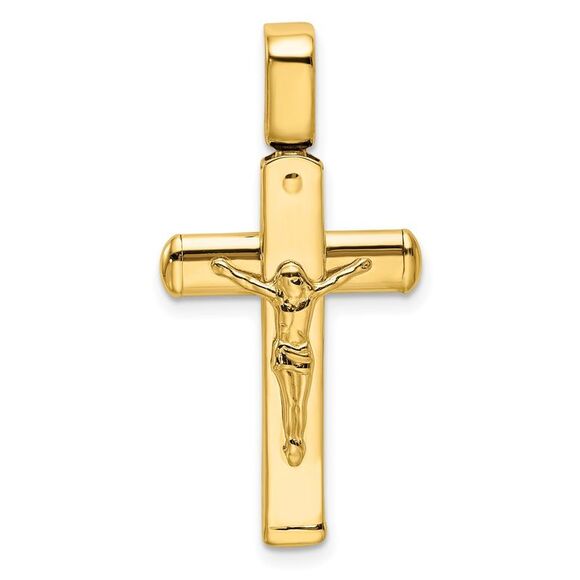 14k Yellow Gold Polished Crucifix Pendant 17 x 33mm